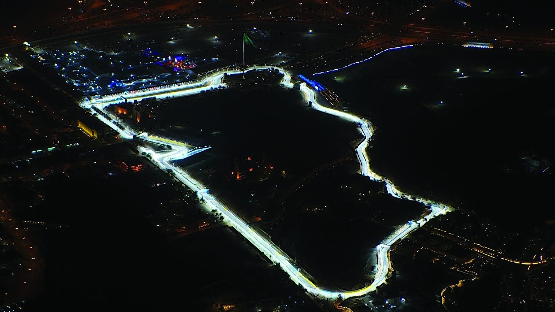 Formula E circuit at night