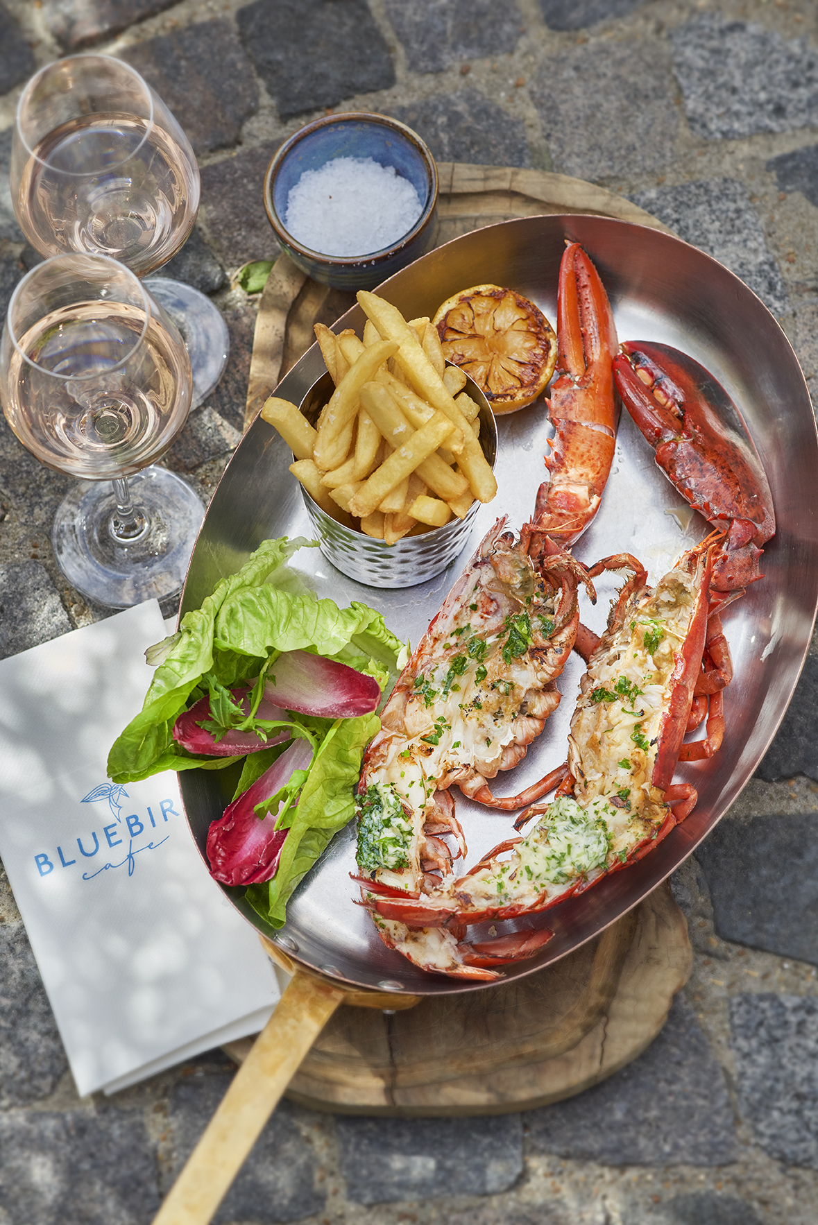 Lobster dish with fries